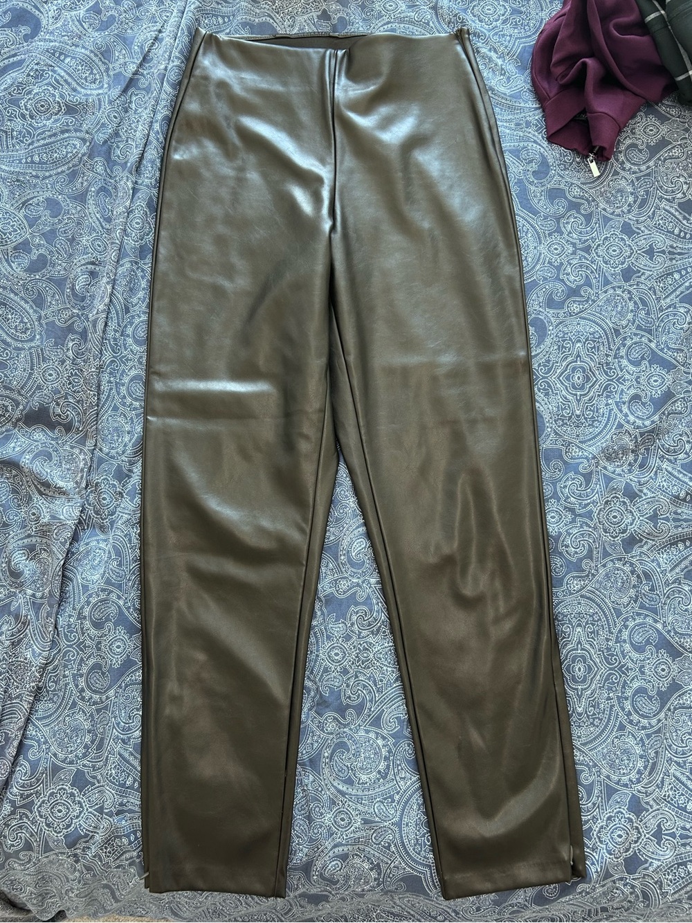 Faux Leather High-Rise Straight Leg Pants - Black